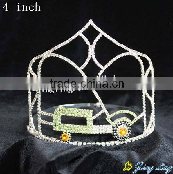 group green rhinestone tractor tiara for pageant one set crown