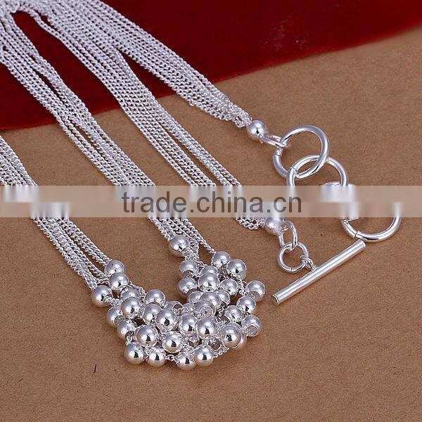 wholesale 2014 fashion women bead pendant jewelry 925 sterling silver necklace