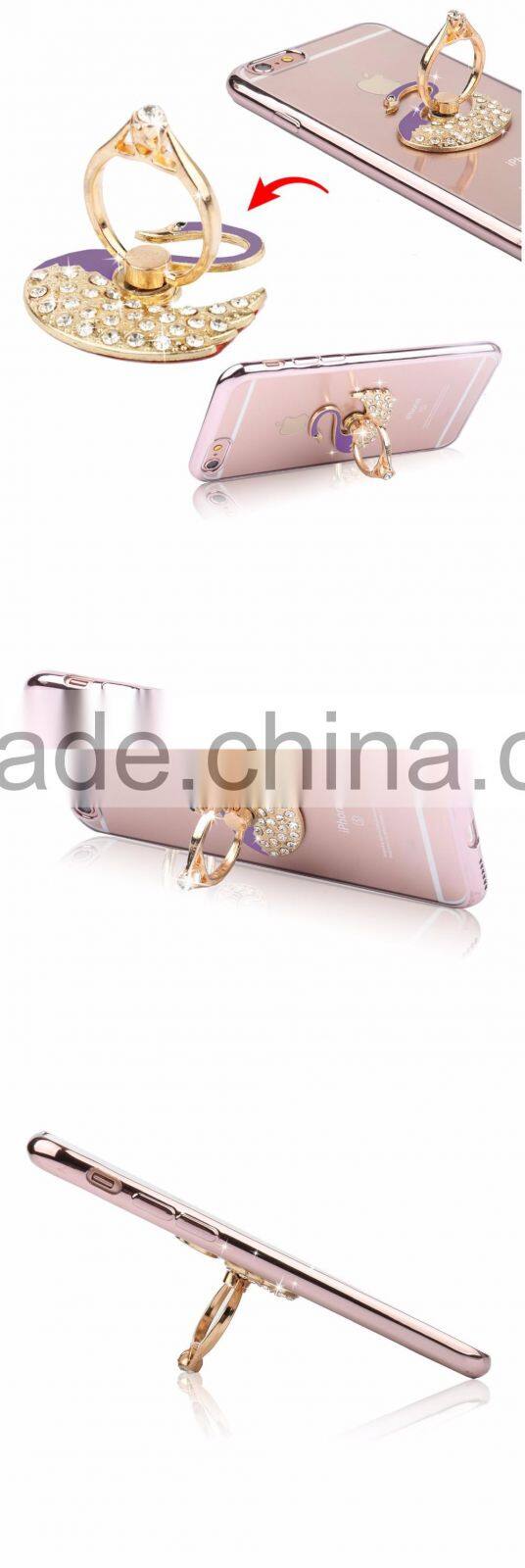 Samco Bling Swan Phone Kickstand Ring Holder, 360 Degree Rotating Ring Phone Holder / Ring Grip for Any Smartphones and Devices