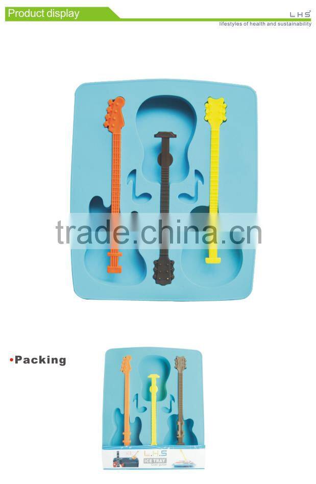 free sample NEW special cool fashion jazz party with stirrer guitar shaped silicon ice cube tray