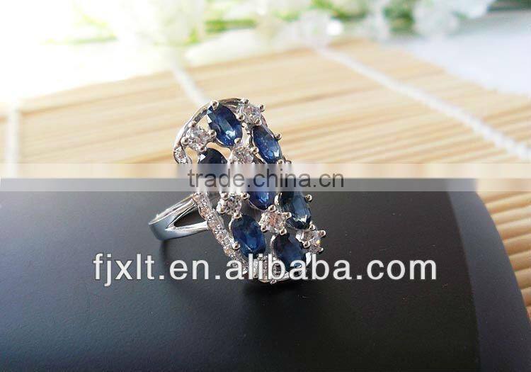 Custom Design 925 Sterling Silver Sapphire and Diamond Ring