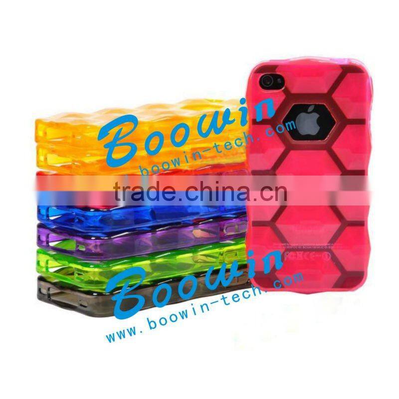 red blue hexagon Soft TPU Gel Crystal Jelly Case Cover for apple iphone 4s