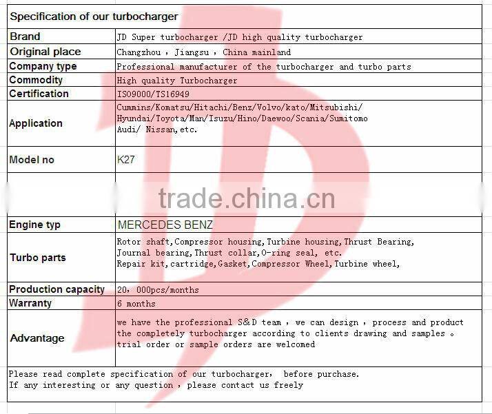 K27 Turbo 53279886522 Turbocharger