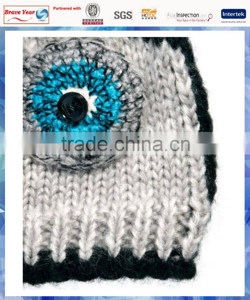 ladies Owl design with applique eye knit animal hats