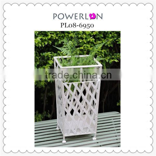 2016 New Design Iron Antique White Square Umbrella Bucket Holder