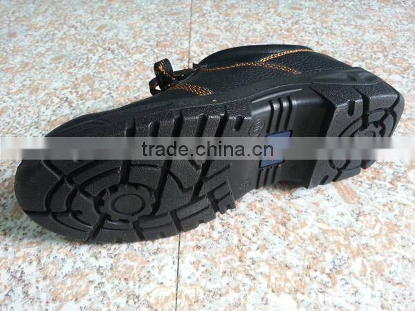 PU Injected Black Embossed Safety Shoes for Crews