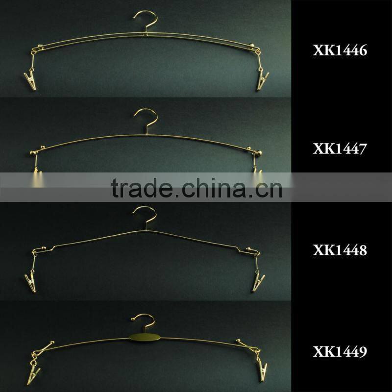 Japanese Metallic Golden Lingerie Hanger with Clips for Luxury Sports Wear