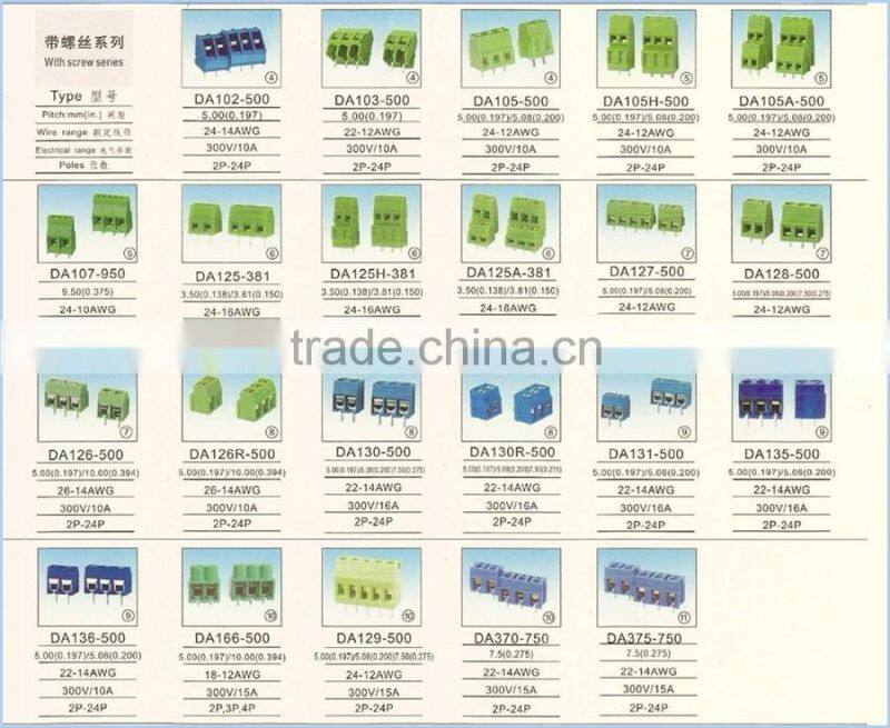 Factory Cutsom 2 3 4 5 6 7 10 Pin Screwed Pluggable 3.50 3.81 5.08 7.50 7.62mm PCB Terminal Block