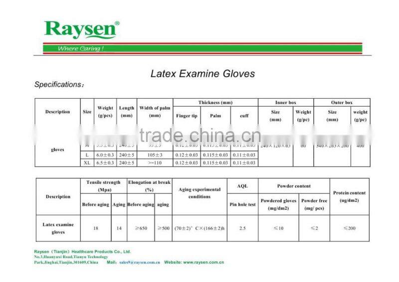 100% latex disposable surgical gloves powdered/powder free