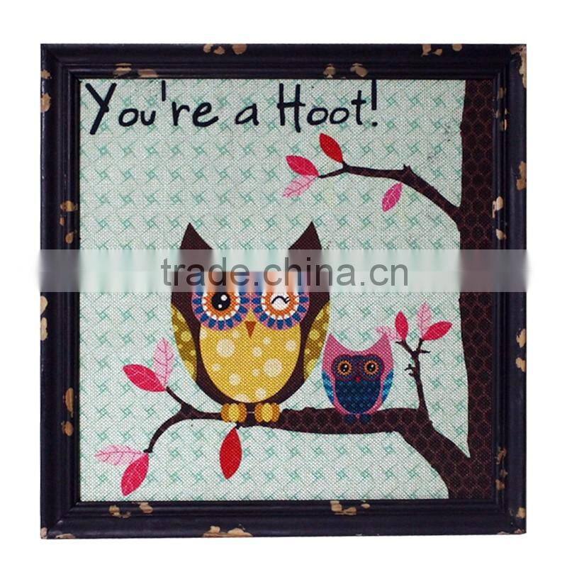 Burlap Wall Art Decoration Black Wood Frame Printing