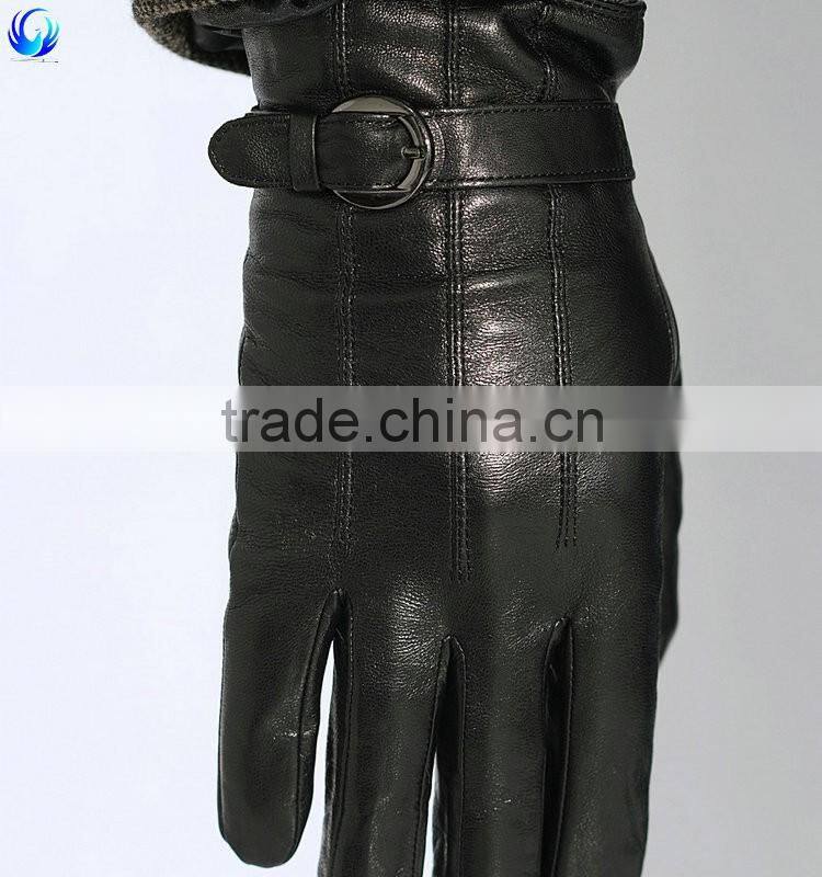 Factory made mens genuine fur sheepskin leather gloves with great price