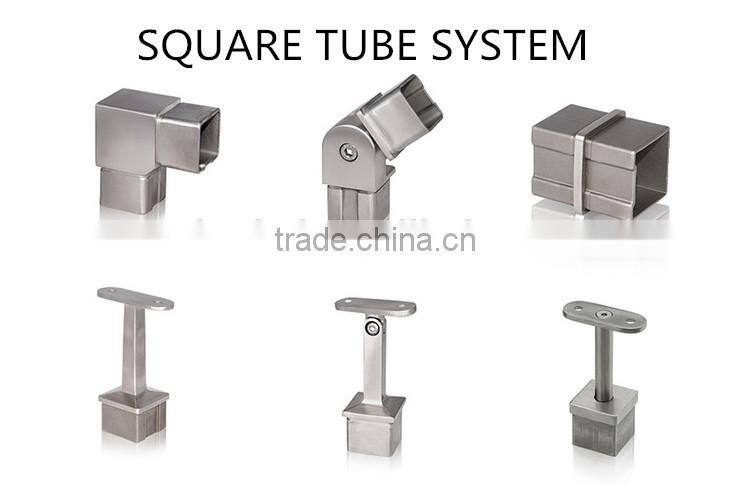 Adjustable Stainless steel Square fitting for square tube-tube support for Handrail