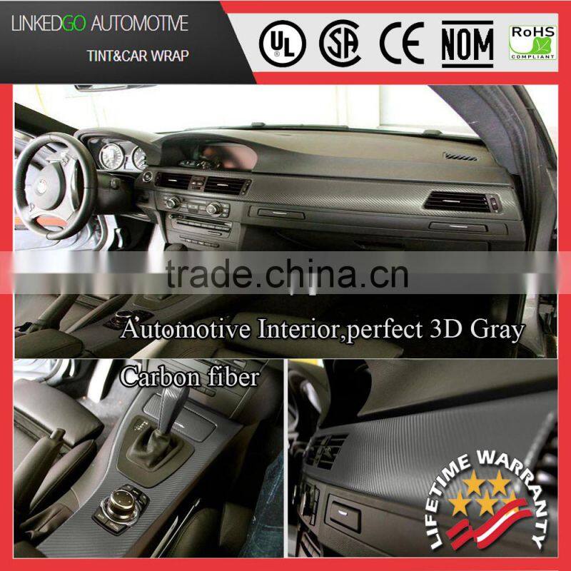 New Fashion Car Body Wrap Silver Waterproof Sticker Decal 4d carbon fiber vinyl