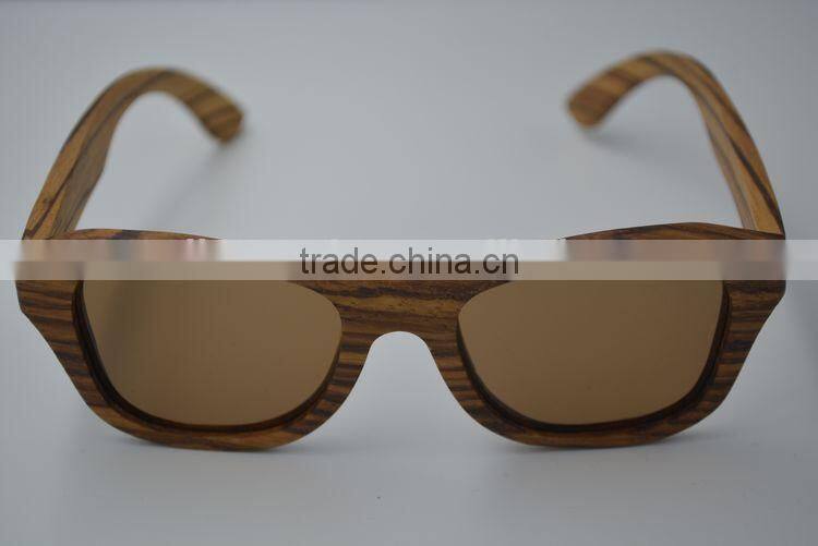 2015 OEM Zebra Wood Factory Price Custom Wooden Frames Sunglasses Handmad Wood Sunglasses Polarzied Lense