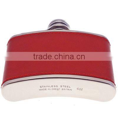 New fashion 4oz stainless steel hip flask with PU leather wrap