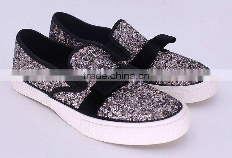 bow decorated giltter fancy vulcanized shoe women sneakers cheap casual canvas shoe woman