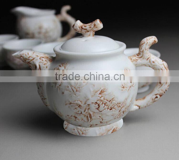 Wholesale chinese tea set,famous ceramic chinese tea set with emboss