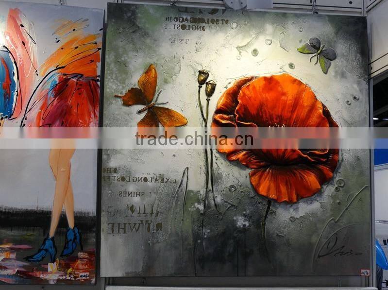 Modern Cartoon Handmade Oil Dog Painting On Canvas For Decor