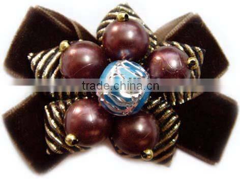 Goody ribbon bow with big beads for shoe accessories