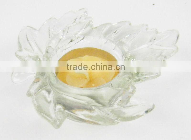 leaf shape glass candle holder