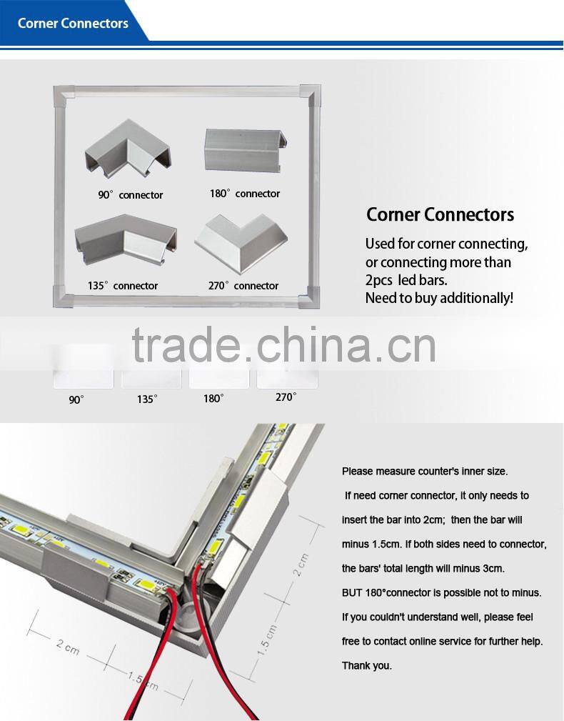 LED Bar 5730 300mm 12V Hard Rigid Strip LED Light 72/90 leds/m, Aluminium V-Shape Non-Waterproof
