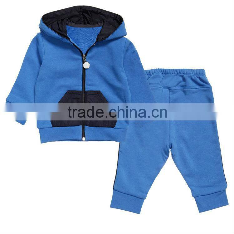Wholesales Manufacturer Autumn Clothing Set Plain Zip-up Hoody And Pants For Kids