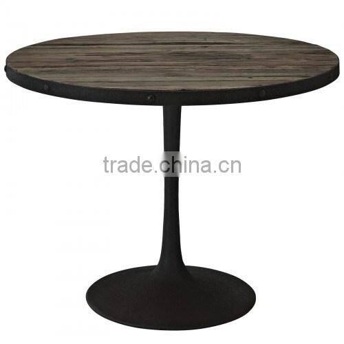 custom made furniture metel base wood table top round coffee dining room table