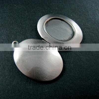 13x18mm oval bezel tray setting vintage antiqued brass silver photo locket pendant charm DIY supplies 1123012