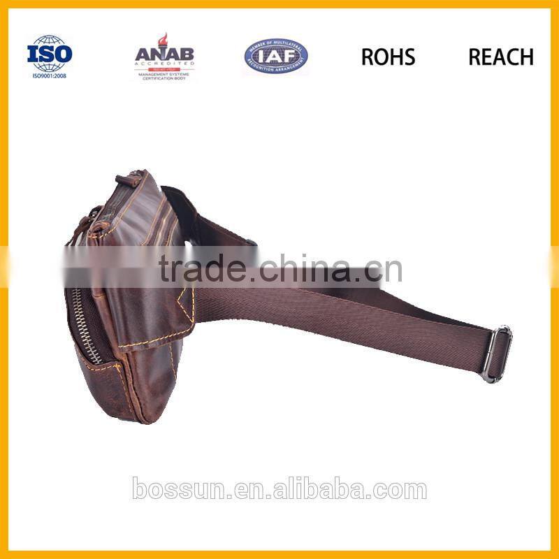 leisure waist bag genuine leather,simple design waist bag