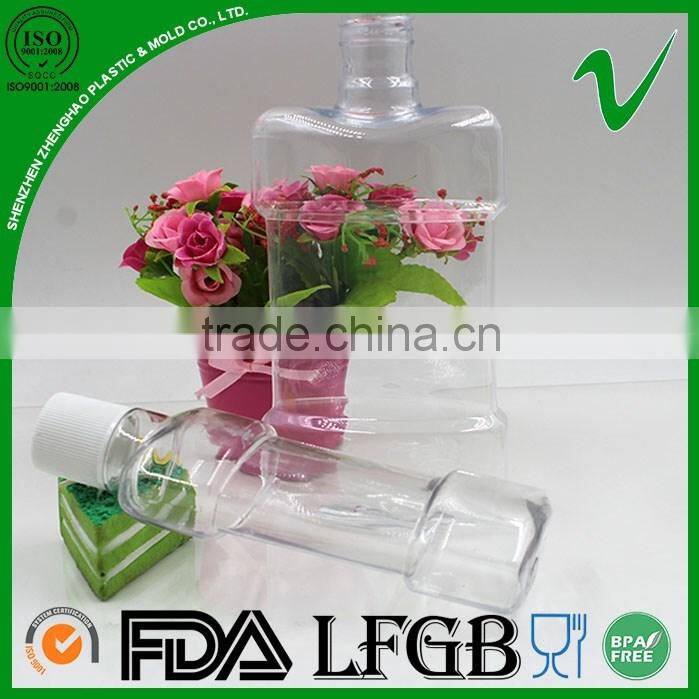 PET flat clear empty plastic mouthwash bottle for sale