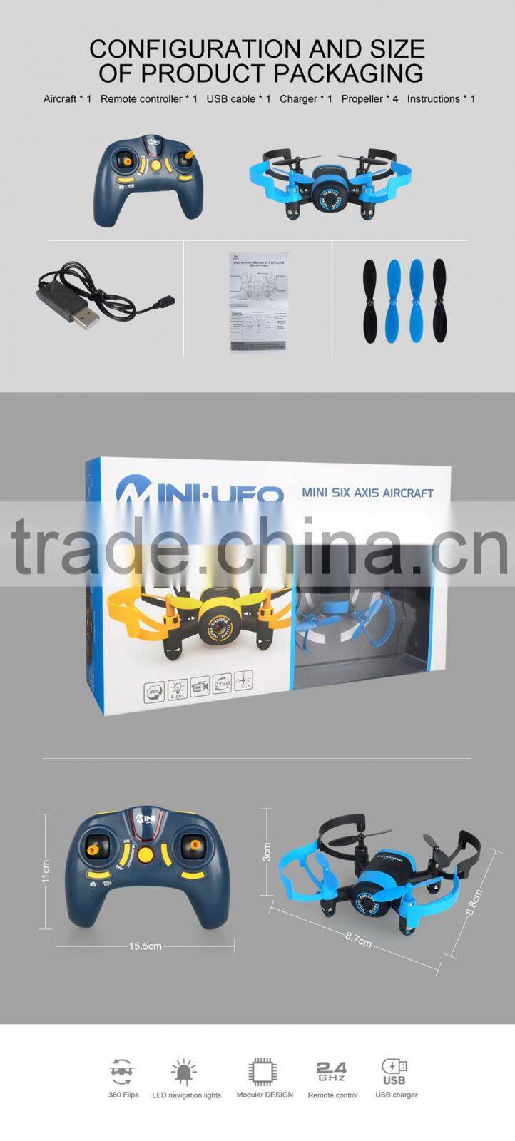 JXD 512V Small Flying Saucer UFO 2.4G Mini Quadcopter with 0.3MP Camera Headless Mode RC Drone