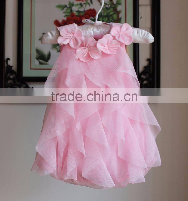 wholesale blue baby romper soft chiffon baby romper dress with flower new born baby clothes