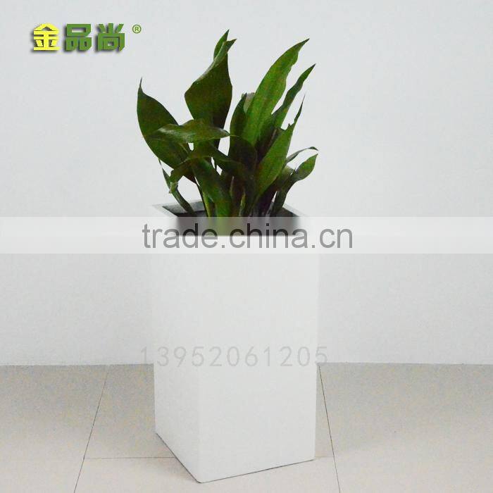 matt white rectangular uv resistant glass fiber urn