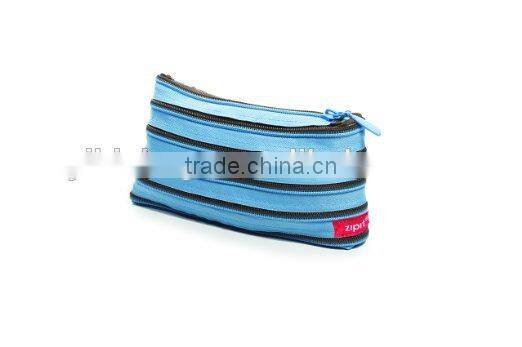 Funny and Playful Bright Pencil Pouch Pencil Case - Ocean Blue & Soft Brown
