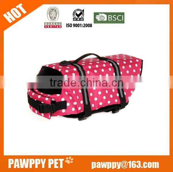 Pink dots swimming safety vest for dogs