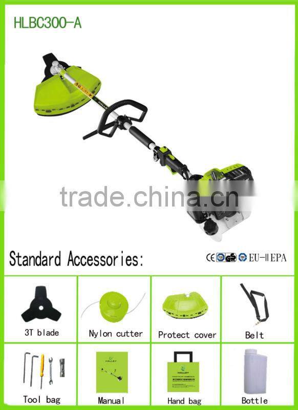 New design HLBC300-A 2 stroke gasoline 30CC grass cutter with half crankshaft