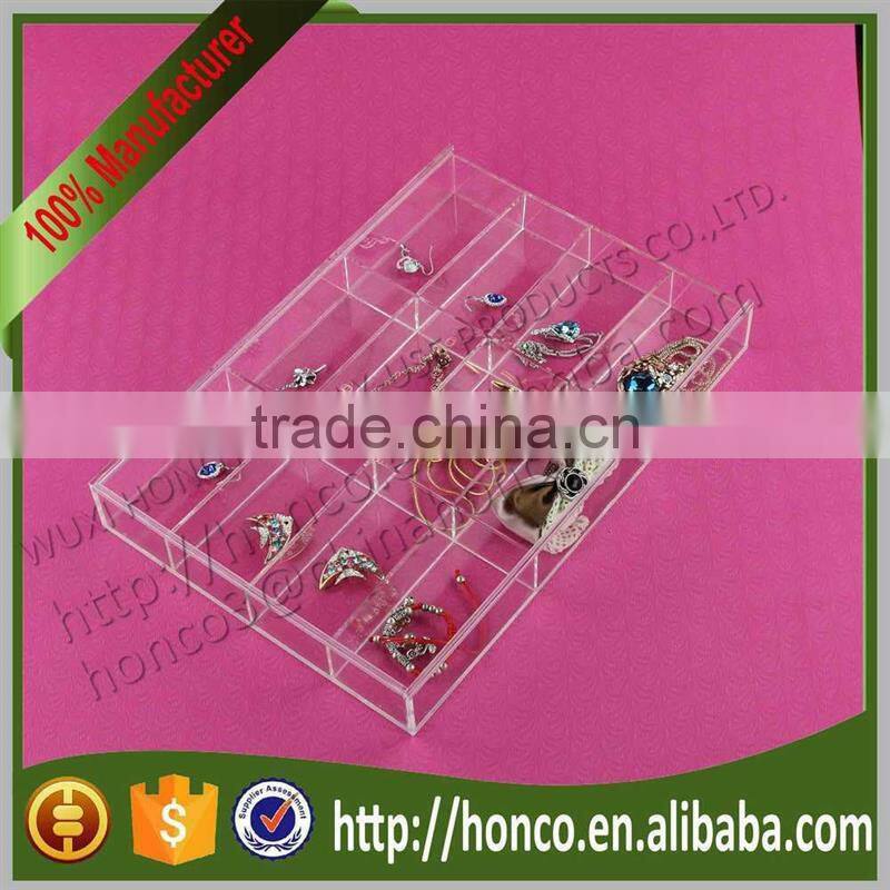 Hot Selling Products 12 Bins Acrylic Jewelry Box Jewel Case,Clear Colour