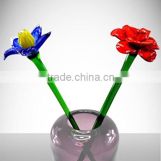 long stem glass flower rose