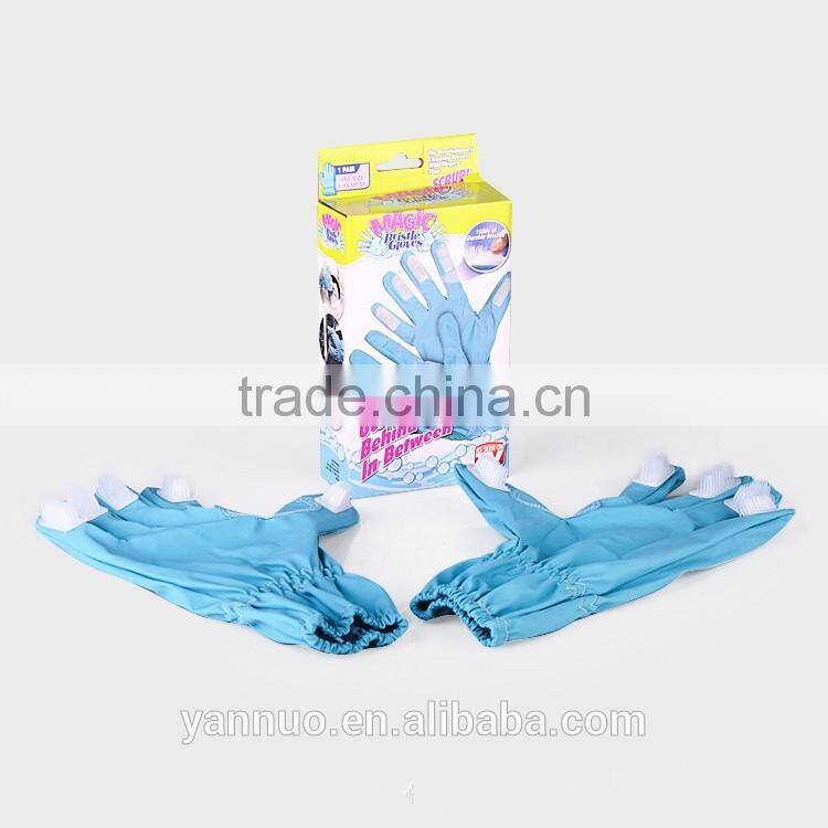 Household cleaning gloves, magic bristle gloves, rubber coated cotton glove