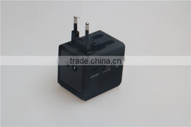 Factory High Quality Universal Travel Adapter with double USB Charger World Travel Adapter USB Travel Adapter of 1000MA