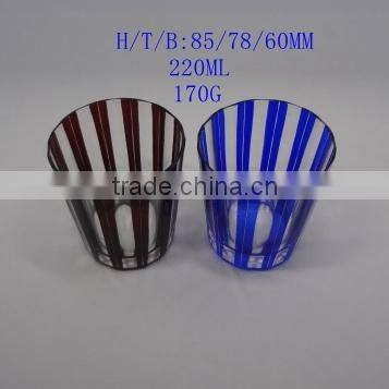 200ml blue colored series hand cut hotel banquet wine glass