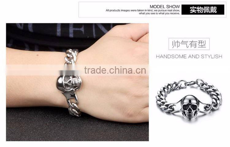 Casting stainless steel accessories man steel skull bracelet