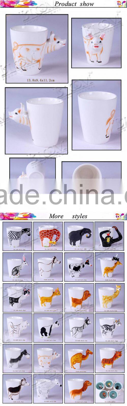 cute animal pig designs 3d ceramic coffee mug