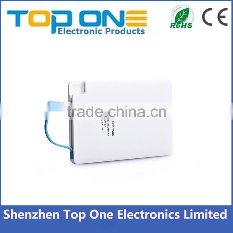 Promotion slim hot credit card powerbank advertising power bank 2500mah