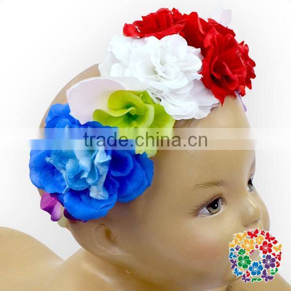 Yellow Red Blue Colorful Rose Flowers Garland Kids Party Wear Girls Head Band