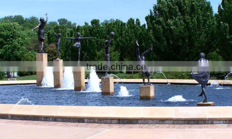 playing children water fountain