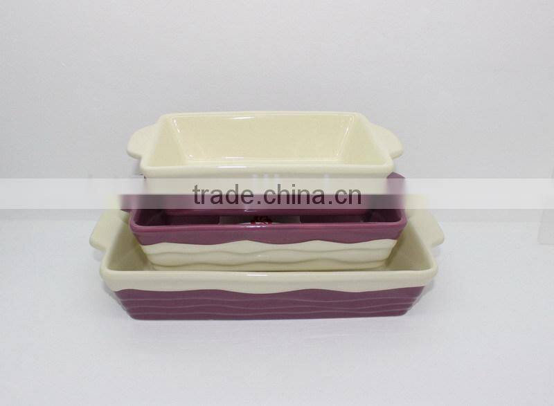 new design wave rectangle ceramic baking plate
