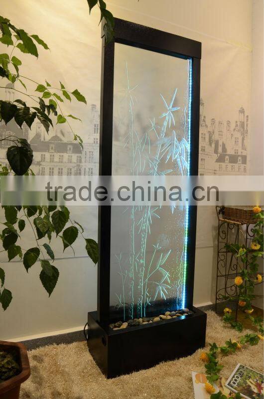bamboo etched glass home decoration waterfall