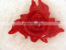 wholesale 30-35mm red flower shape & leaf shape natural ladies coral pendant