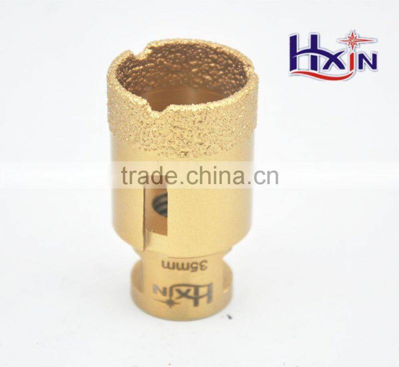 30mm Gold color Brazed diamond hole saws for hard rock / High quality diamond core drill bits